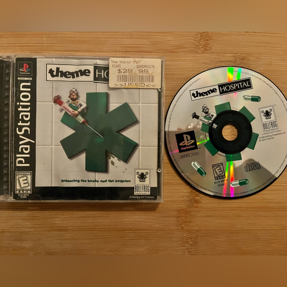 Theme Hospital PS1 Sony Playstation 1 COMPLETE  Black Label w/Registration Card